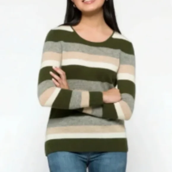 41 Hawthorn,NWT, Rella Cashmere Striped Multicolor Crewneck Sweater 3X